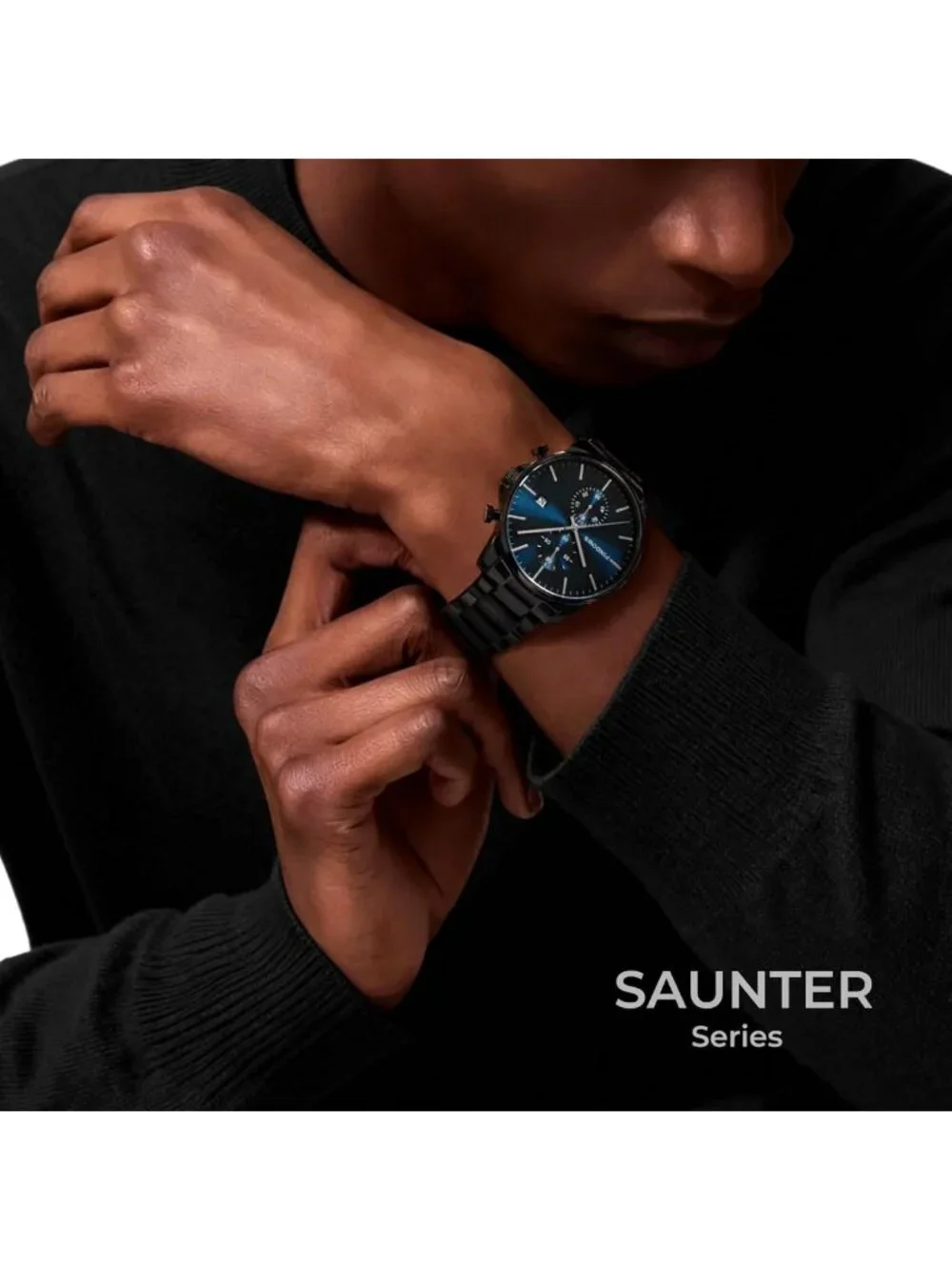 Men's Black Minimalist Chronograph Watch | Stainless Steel, Water Resistant